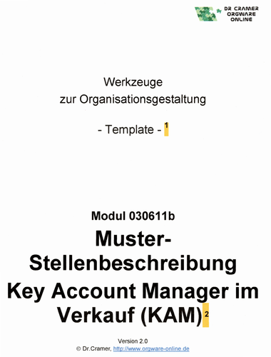 Muster-Stellenbeschreibung Key Account Manager. Template