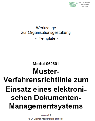 Muster-Verfahrensrichtlinie zum Einsatz eines elektronischen Dokumentenmanagementsystems. Template