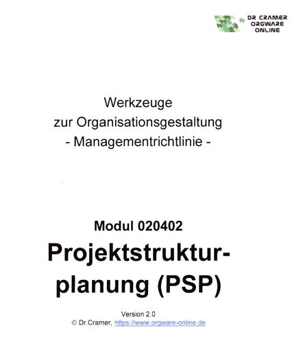 Strukturplanung von Projekten (PSP). Managementrichtlinie